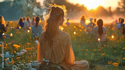 Midsummer dawn ceremony commemorating the spiritual solstice photo