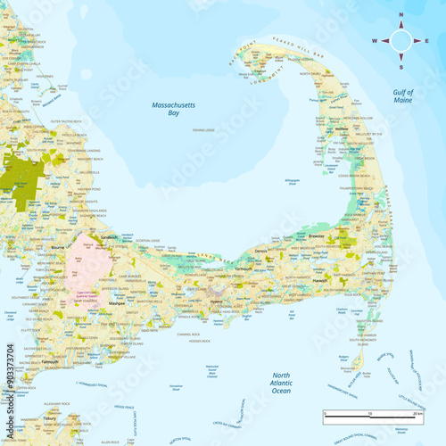 Map of Cape Cod, Massachusetts, USA