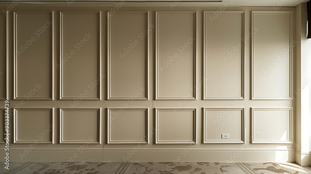 Beige Wall with Decorative Paneling and Trim Beige Wall with Decorative Paneling and Trim