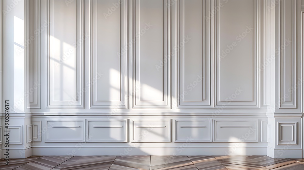 White Paneled Wall with Sunbeams White Paneled Wall with Sunbeams