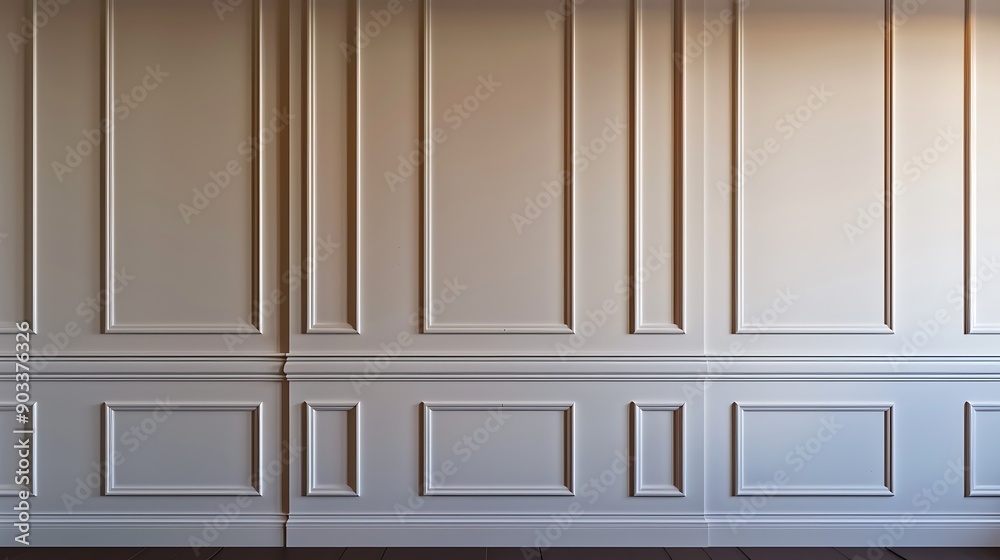 White Paneled Wall with Subtle Lighting White Paneled Wall with Subtle Lighting