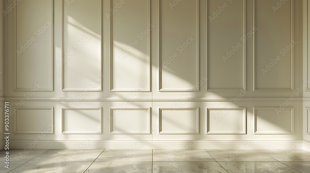 Fototapeta premium White Paneled Wall with Sunbeams