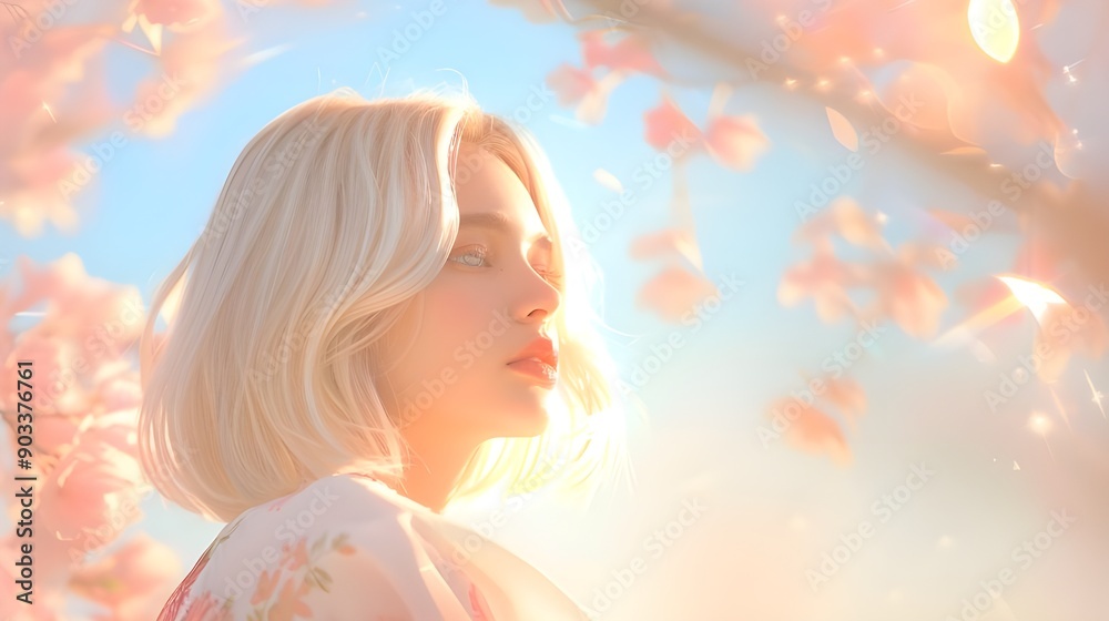 Fototapeta premium girl with straight white hair