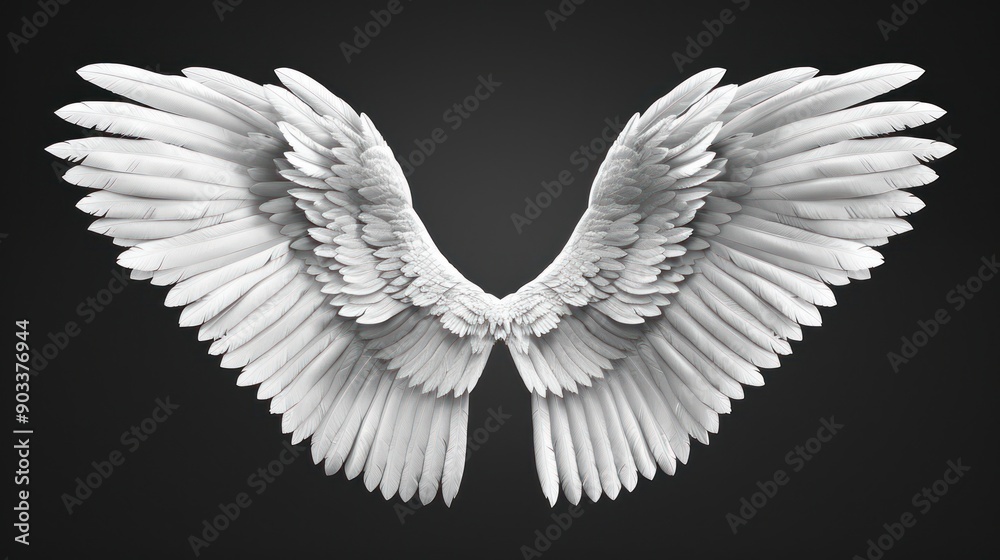 White Angel Wings on a Black Background White Angel Wings on a Black Background