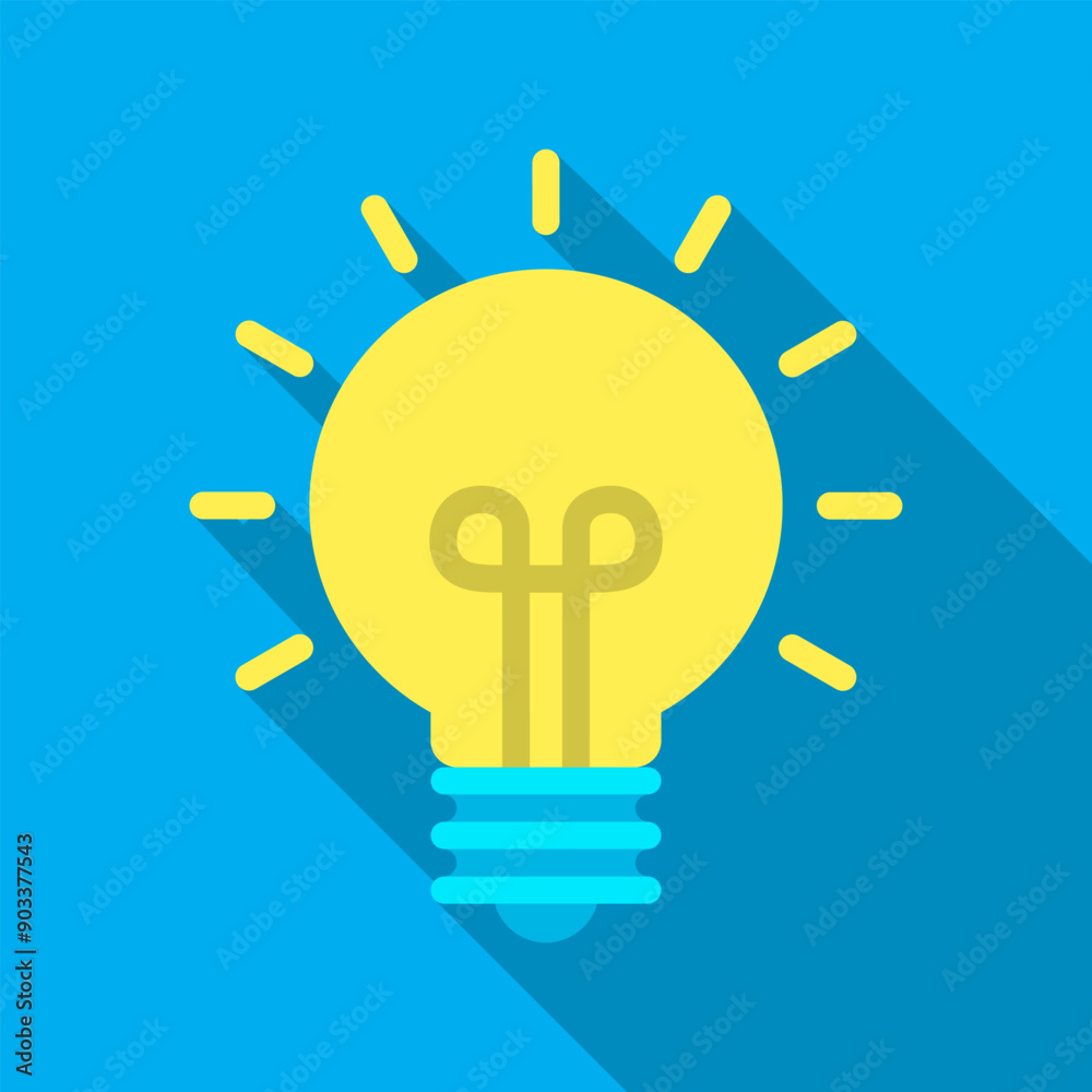 Lamp, light bulb flat icon with long shadow Lamp, light bulb flat icon with long shadow