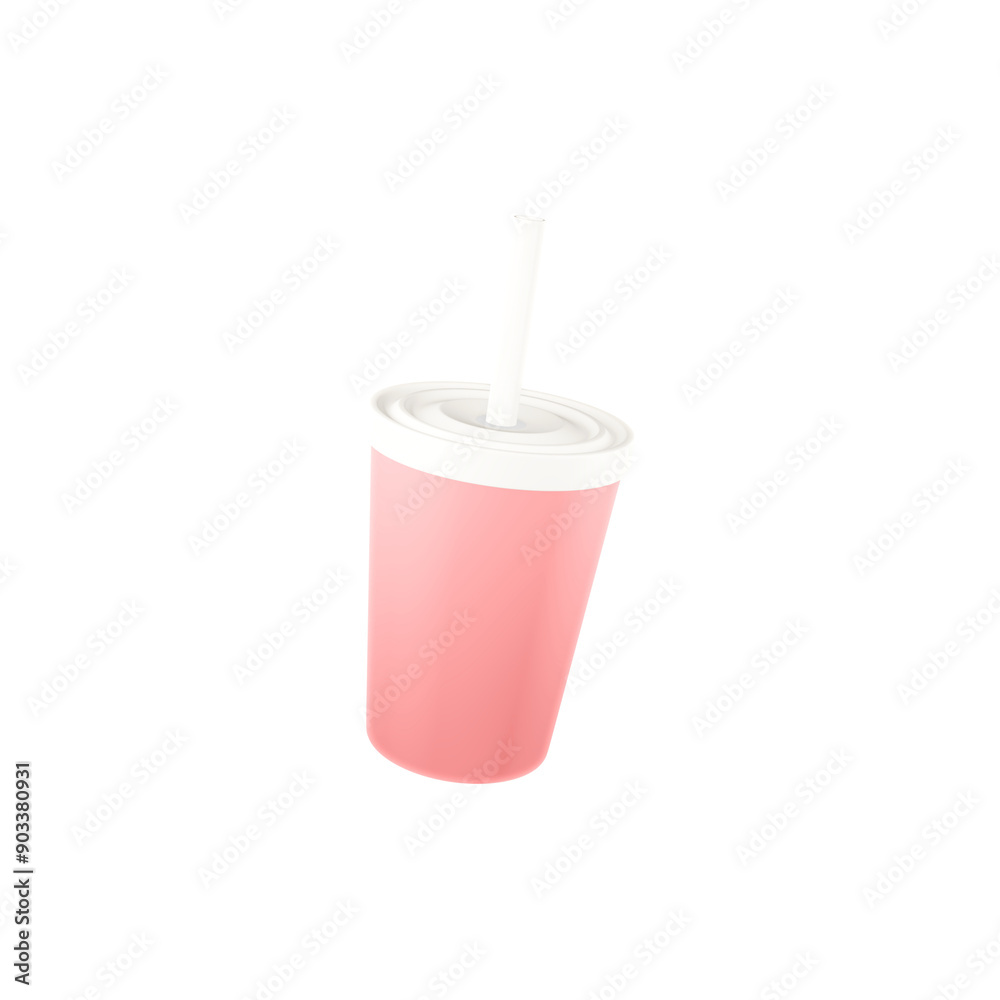 3d illustration of drink cup with straw