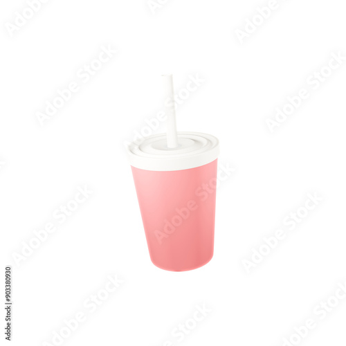 3d illustration of drink cup with straw