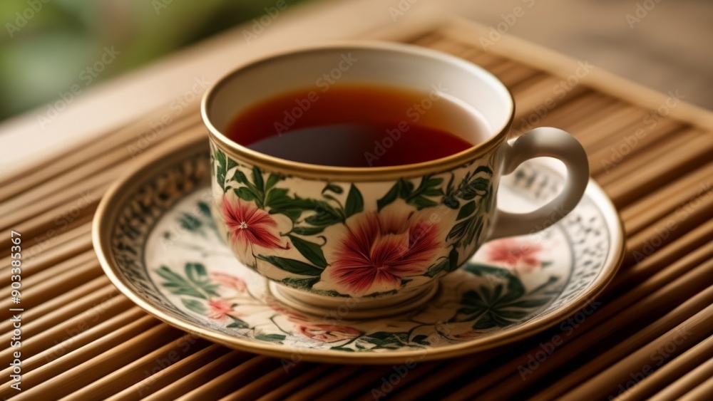 Sip a moment of tranquility with a floral tea cup Sip a moment of tranquility with a floral tea cup