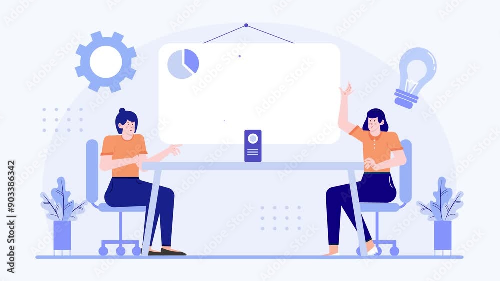 teamwork with investment graphic and statistic illustration business animated video teamwork with investment graphic and statistic illustration business animated video