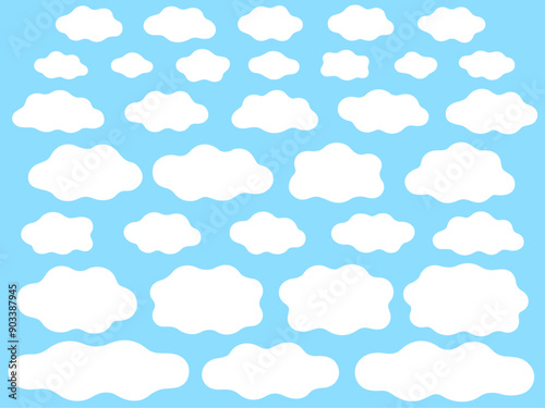 ゆるい白い雲のフレームセット