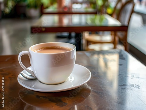 Wallpaper Mural A cozy coffee cup on a table, inviting warmth and comfort in a serene cafe atmosphere. Torontodigital.ca