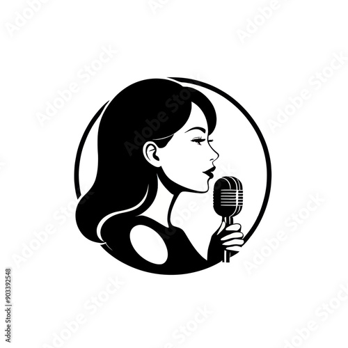 Vintage Female Singer with Microphone