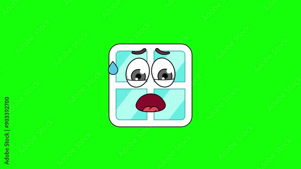 window emoticon with an expression of sweltering, hot, sweating window emoticon with an expression of sweltering, hot, sweating