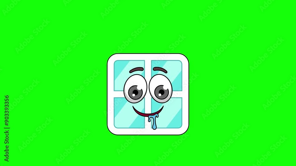 window cartoon with a drooling face, emoticon animation