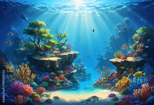 Underwater Paradise: Vibrant Coral Reefs and Schools of Fish