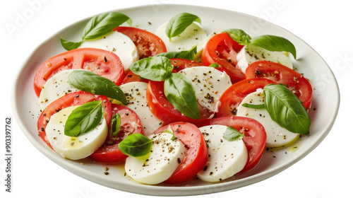 Caprese salad plate on transparent background