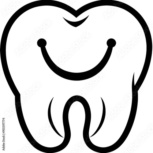 Smiling Teeth with Curved Tongue and Wavy Shapes