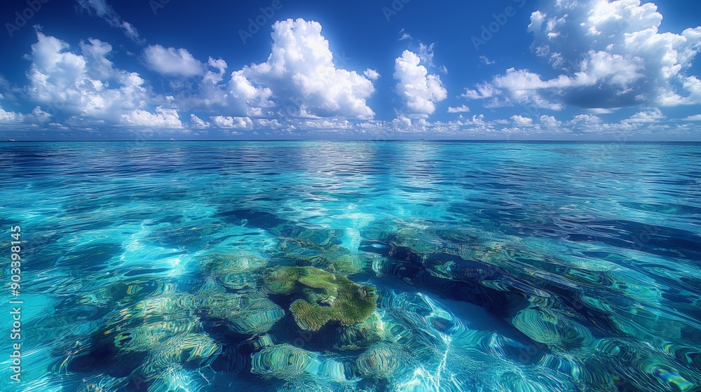 Serene Beauty of Lighthouse Reef Belize - A Minimalist's Paradise with Vibrant Coral Formations and Azure Waters