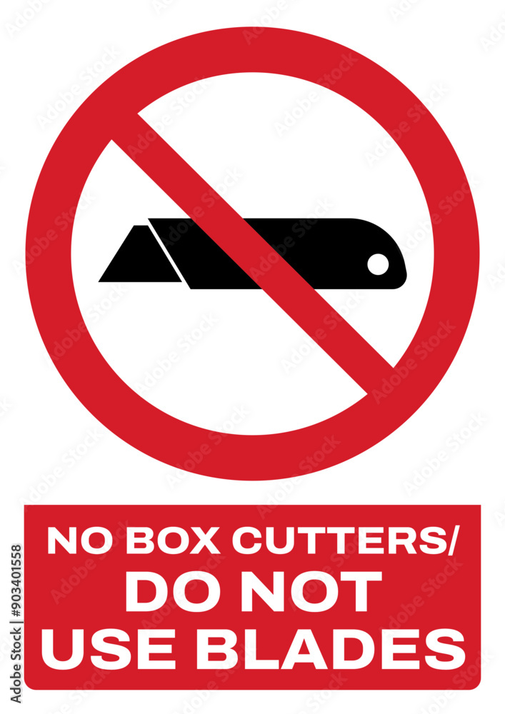 ISO prohibition safety signs text variation_no box cutters-do not use blades size a4/a3/a2/a1 ISO prohibition safety signs text variation_no box cutters-do not use blades size a4/a3/a2/a1