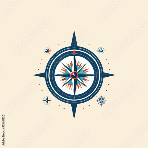 Navigational Compass Rose Illustration