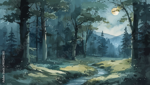 Moonlit Forest Path