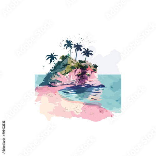 vector image of pink beach made with aircolor.ai generated