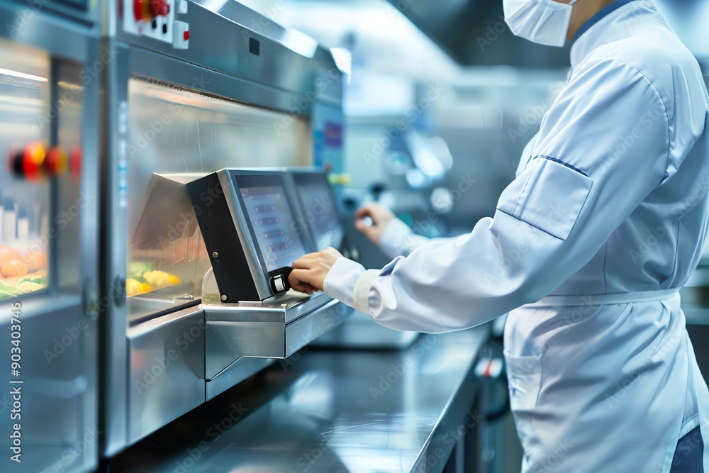 Chef in a professional kitchen, operating equipment and preparing food, ensuring high standards of hygiene and culinary quality. Chef in a professional kitchen, operating equipment and preparing food, ensuring high standards of hygiene and culinary quality.