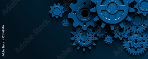 Technology background, concept of cogs and gears in the form of digital connection structure for banner advertising media design