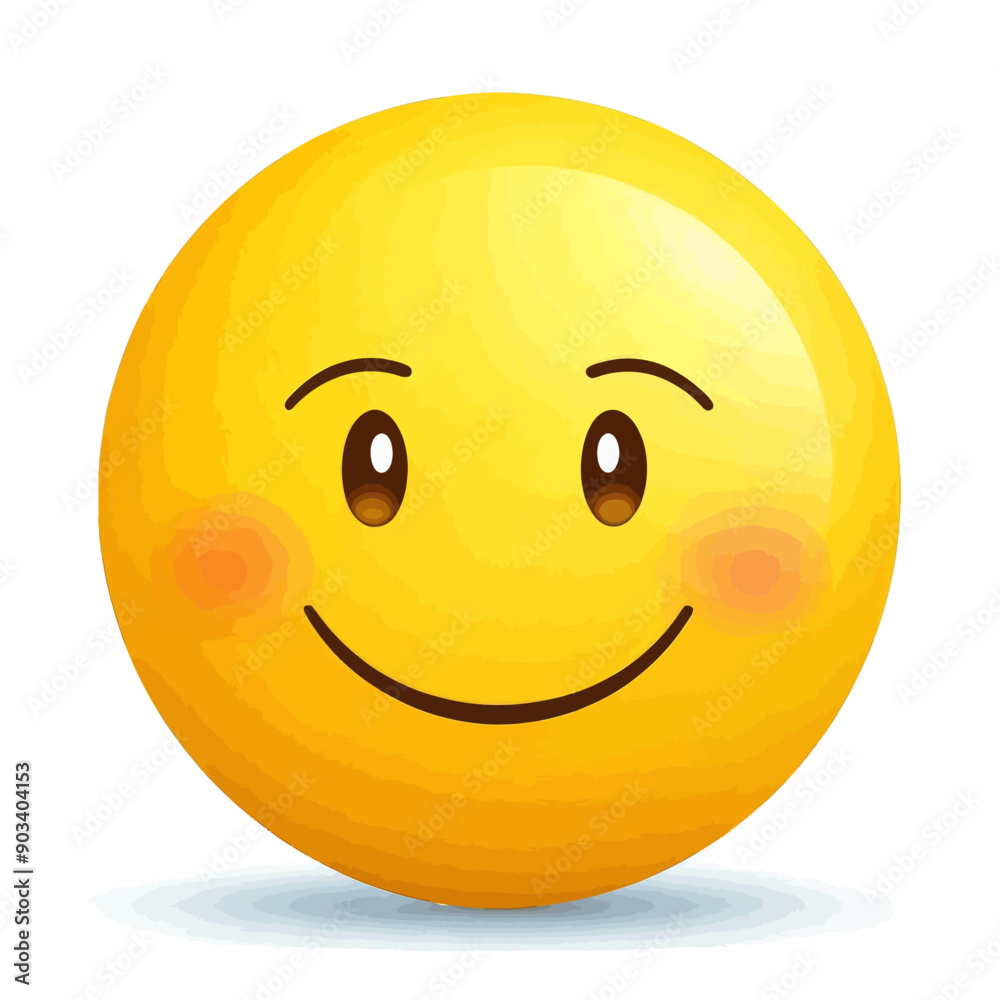 Fototapeta premium Happy yellow smiley face with brown eyes and pink cheeks