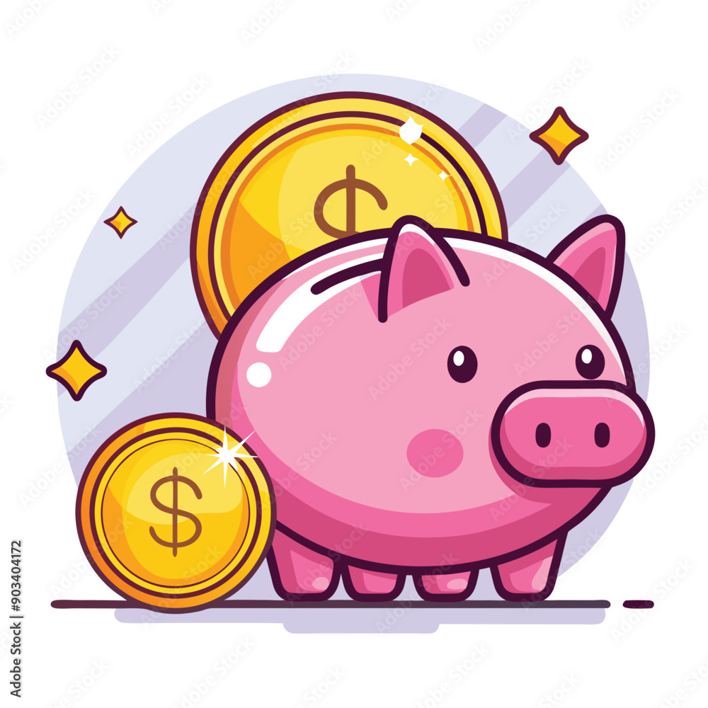 Fototapeta premium Piggy bank, saving money concept vector illustration