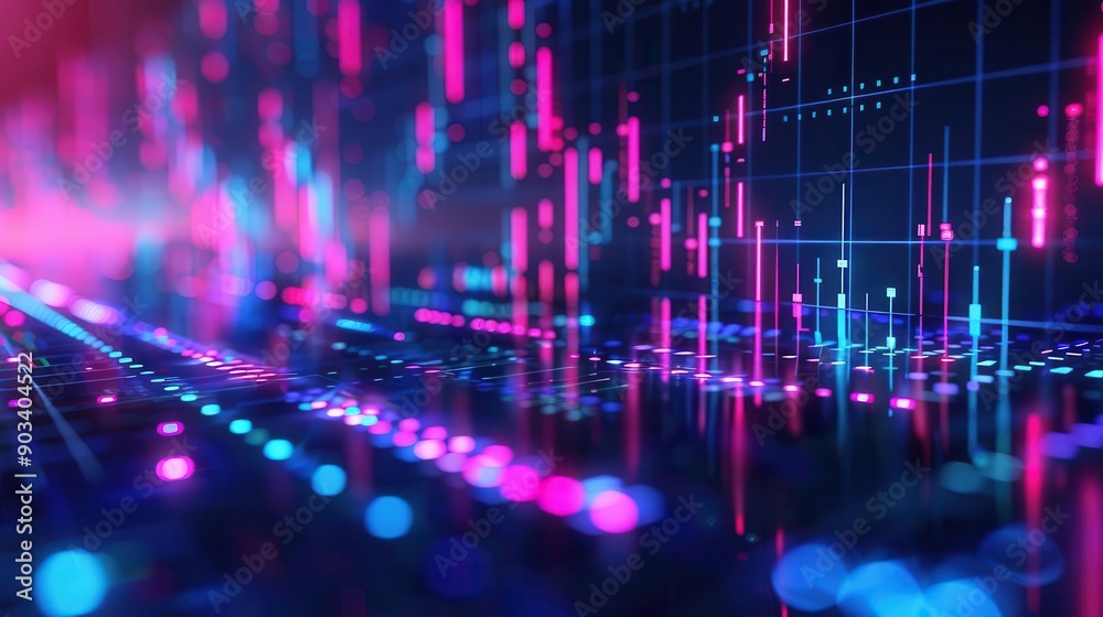 Forex chart with neon light effects, futuristic finance background, digital trading insights Forex chart with neon light effects, futuristic finance background, digital trading insights
