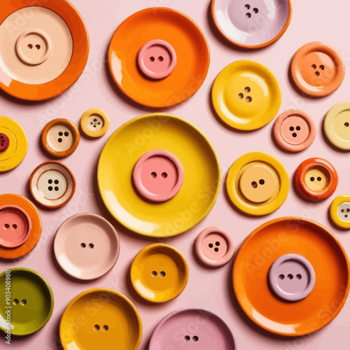 Colorful Button Plate Collection