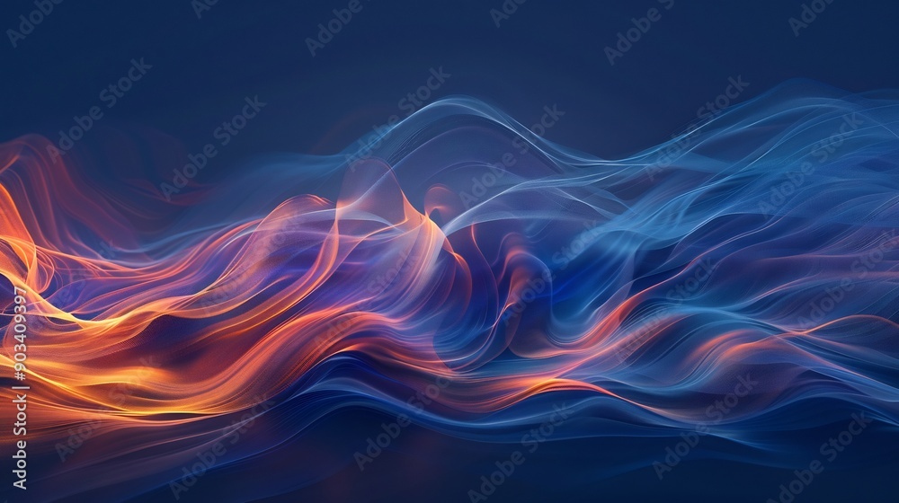 Abstract Swirling Waves of Blue and Orange Abstract Swirling Waves of Blue and Orange