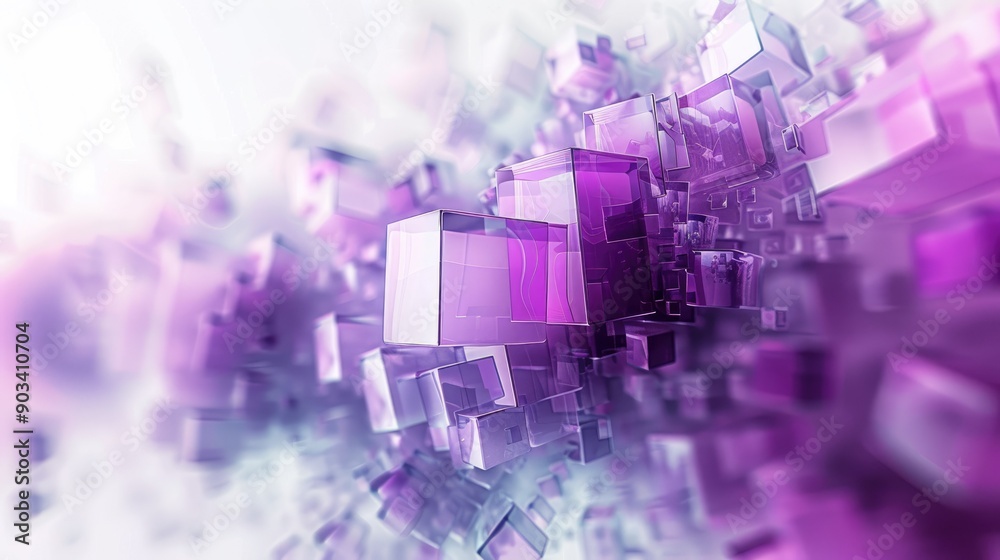 Abstract Purple Geometric Shapes Background - Futuristic Digital Art with Cubes and Rectangles Abstract Purple Geometric Shapes Background - Futuristic Digital Art with Cubes and Rectangles
