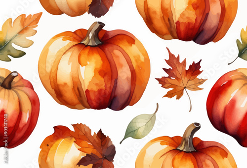 Autumnal Harvest: Pumpkins, Leaves, and Apples