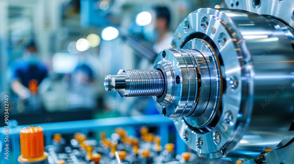 A machine is being used to make a part A machine is being used to make a part