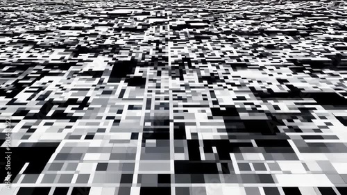 Abstract digital black and white pixelated