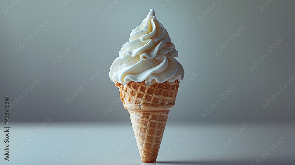 Delectable Vanilla Ice Cream Cone with Caramel Swirls on White Background | Studio Lighting Close-Up | High-Quality Photorealistic Image Delectable Vanilla Ice Cream Cone with Caramel Swirls on White Background | Studio Lighting Close-Up | High-Quality Photorealistic Image