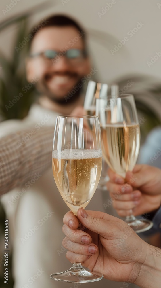 Team celebrating with a toast in an office, success party, Team celebrating with a toast in an office, success party,