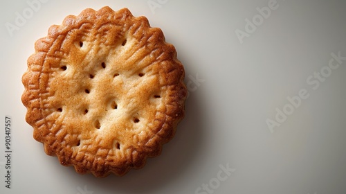 Golden Scottish Shortbread Cookie: Detailed Studio Shot with Photorealistic Quality on White Background