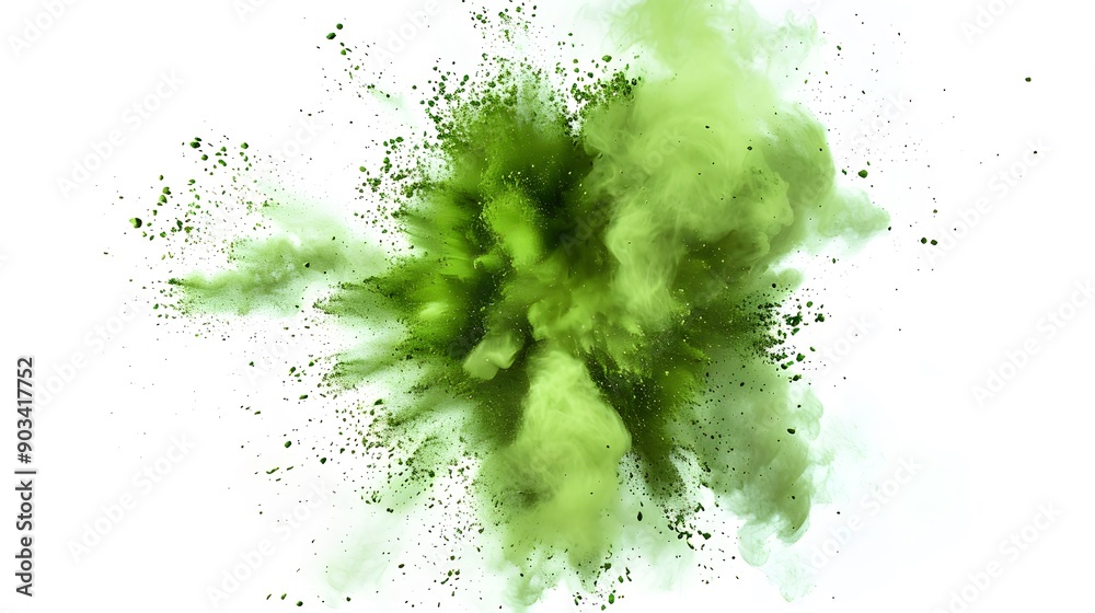 Green Powder Explosion on White Background. Abstract Concept of Colorful Powder Burst Green Powder Explosion on White Background. Abstract Concept of Colorful Powder Burst