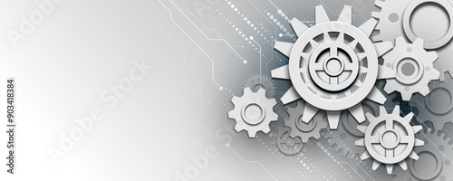 Technology background, concept of cogs and gears in the form of digital communication connection structure