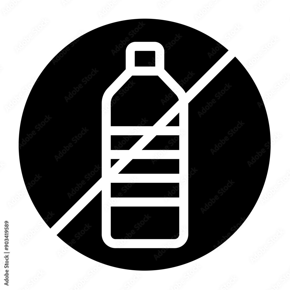 No use of crumpled bottles sign with circle. Great for plastic waste hazard icon on white background. Vector illustration No use of crumpled bottles sign with circle. Great for plastic waste hazard icon on white background. Vector illustration