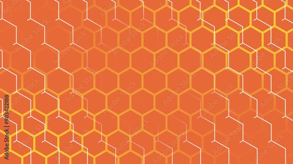 Minimalist orange gradient hexagonal pattern looping animation background. Minimalist orange gradient hexagonal pattern looping animation background.