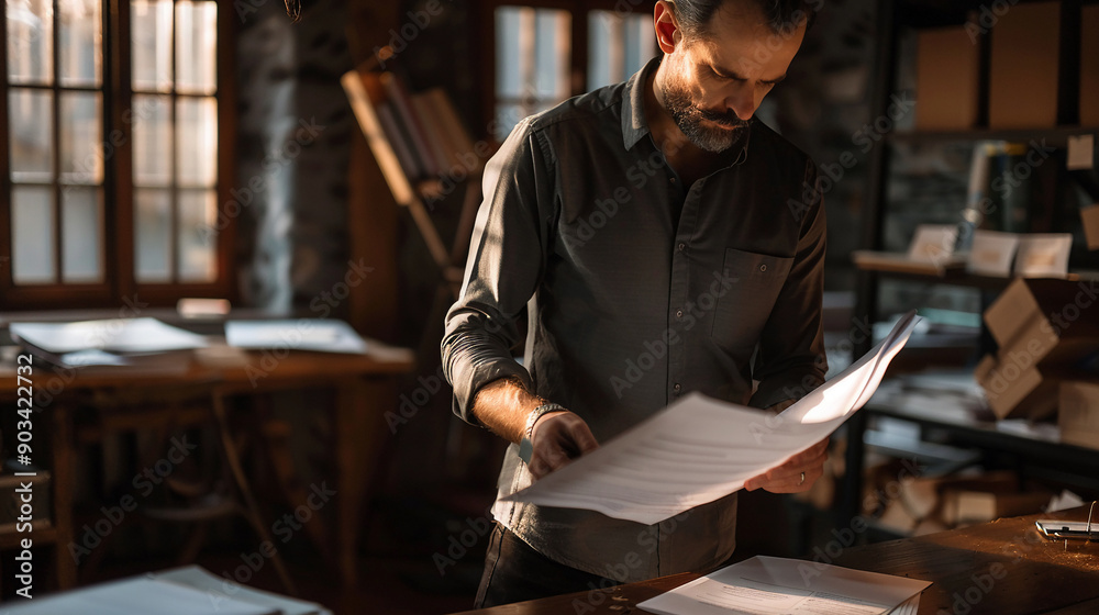 Fototapeta premium Businessman reviewing a project proposal