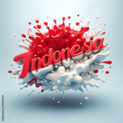 Indonesian flag and word photo