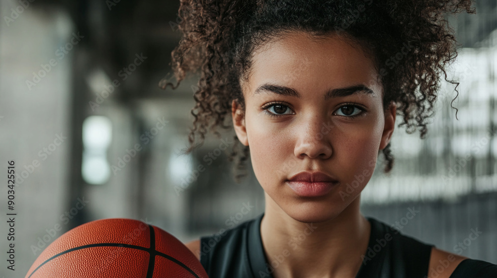 Portrait of a female basketball player Portrait of a female basketball player