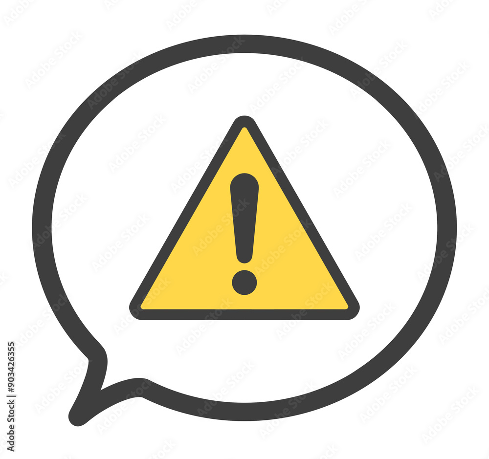 黒色｜シンプルな警告マークと吹き出し