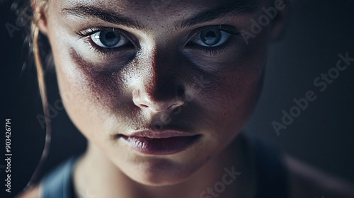 Portrait of a gymnast with a medal photo