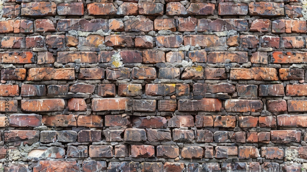 Aged brick wall with varied bricks and space for text Aged brick wall with varied bricks and space for text